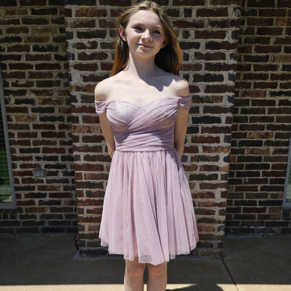 Purple Pleated Off-Shoulder Mini Dress